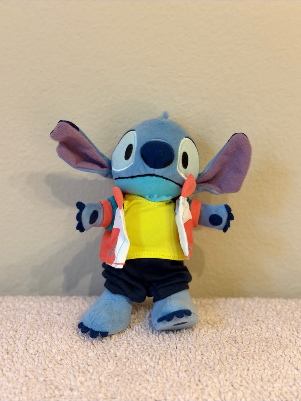 Disney Stitch NuiMo- Blue Stitch Plush with Yellow Shirt and Coral Jacket